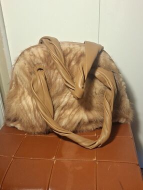 PAOLO MASI mink Fur Leather Trim Bag
